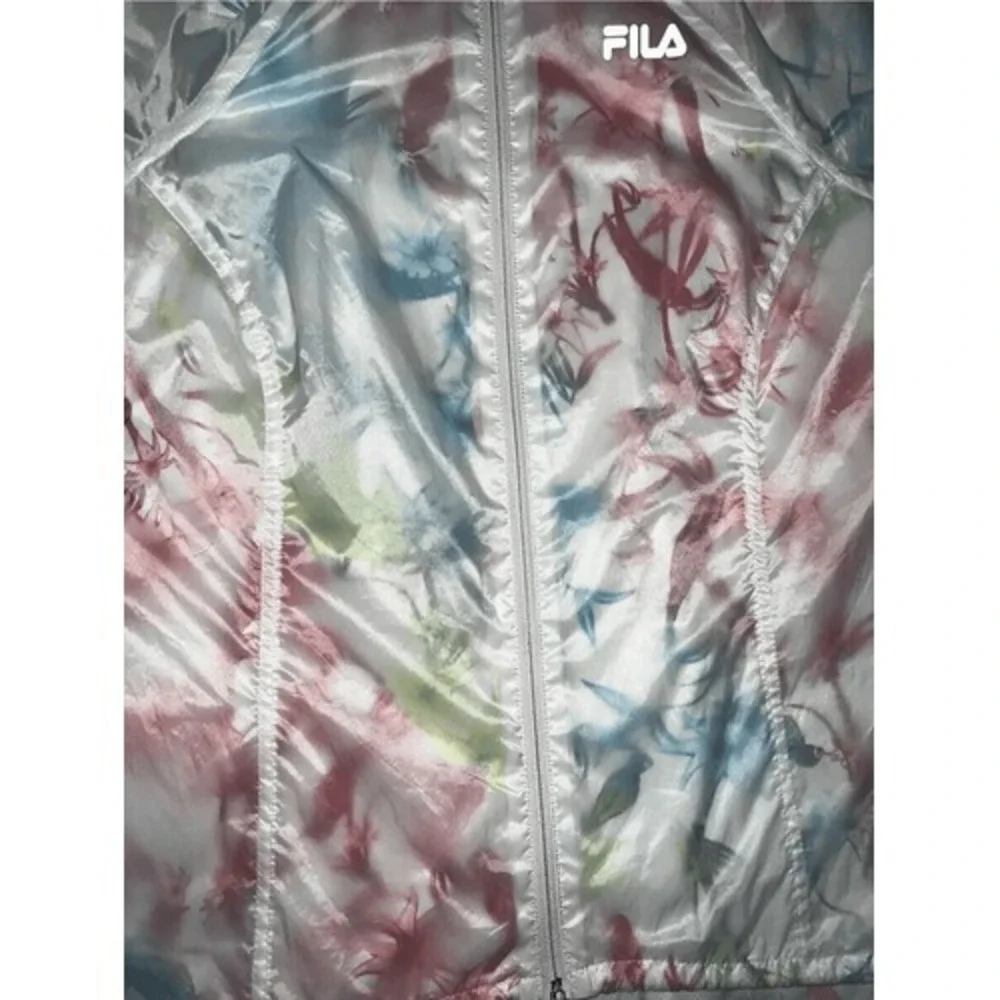 Fila Sport Windbreaker Jacket Zip Lightweight Tie Dye Pastel S Athleisure